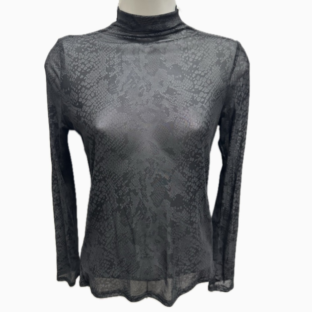 Black Snake Print Sheer Top